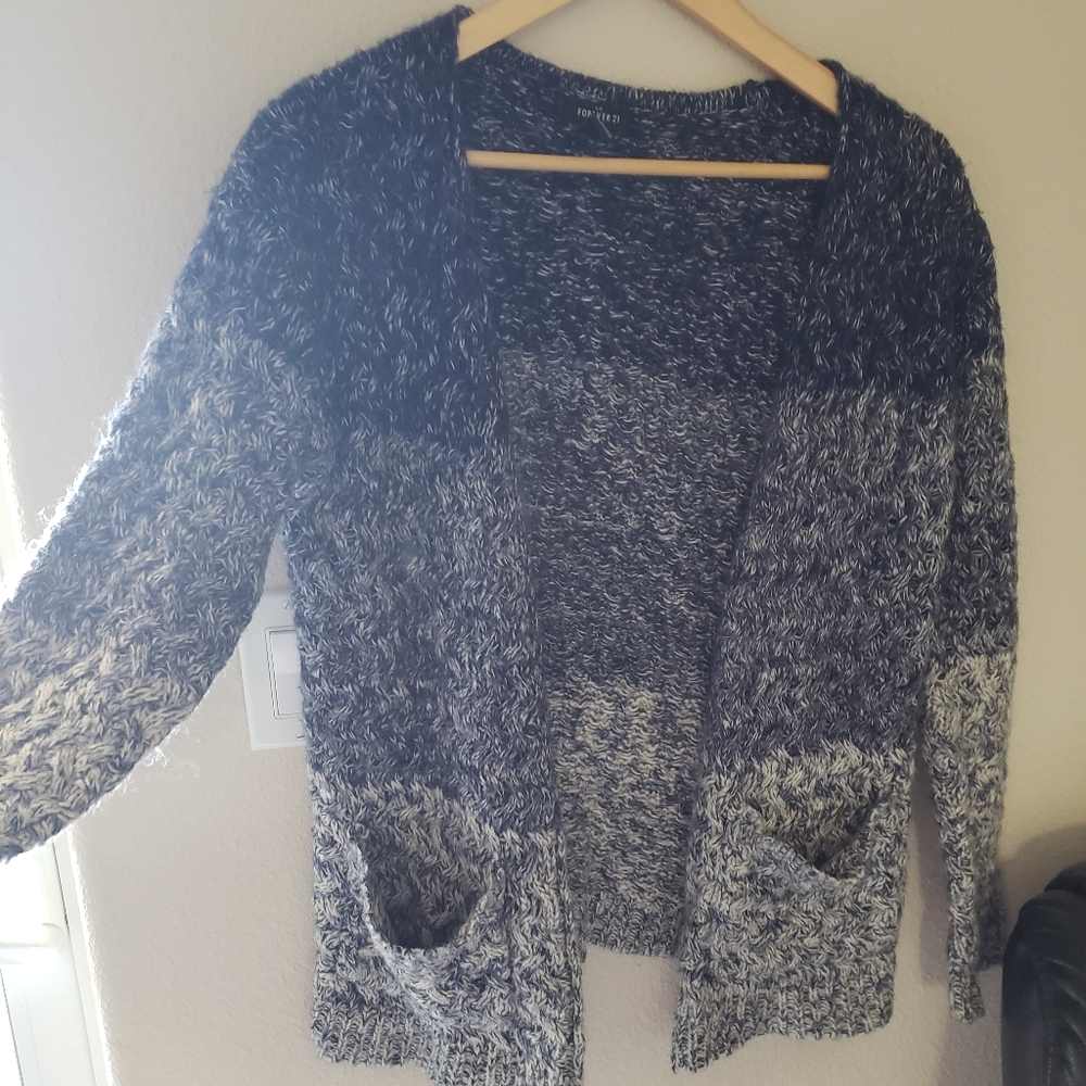 Blue/grey knit cardigan